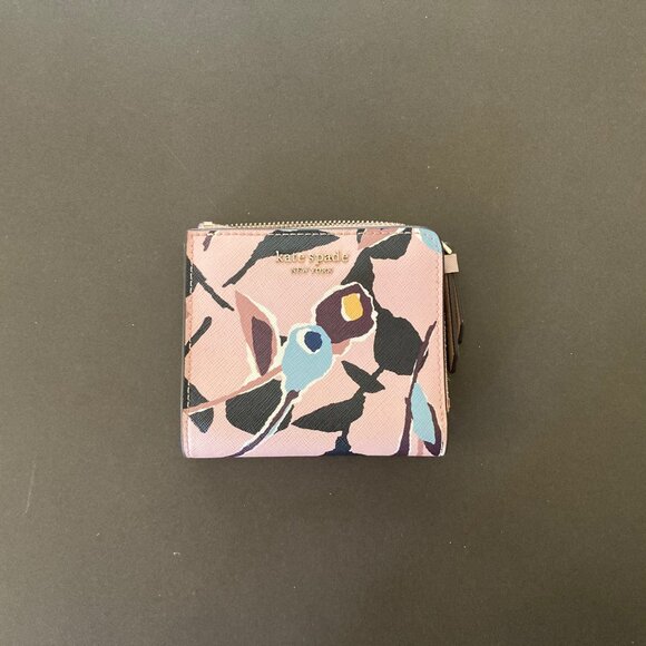 Kate Spade Pink Bifold Wallet Cameron Paper Rose Small L-zip Billfold - Picture 12 of 12